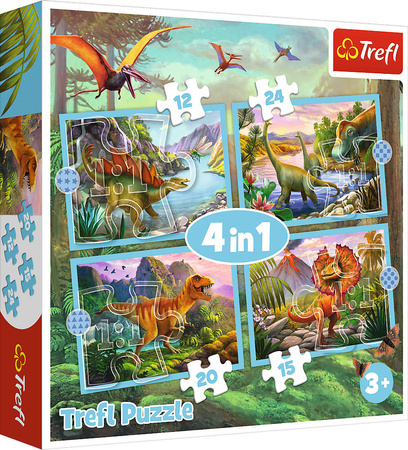 Puzzle 4v1 Unikátní dinosauři 71 dílků