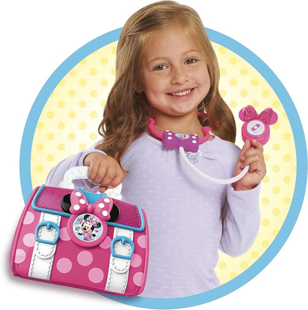 Disney Myszka Minnie Duży zestaw lekarski Lekarz Apteczka 8 elementów światło/dźwięk
