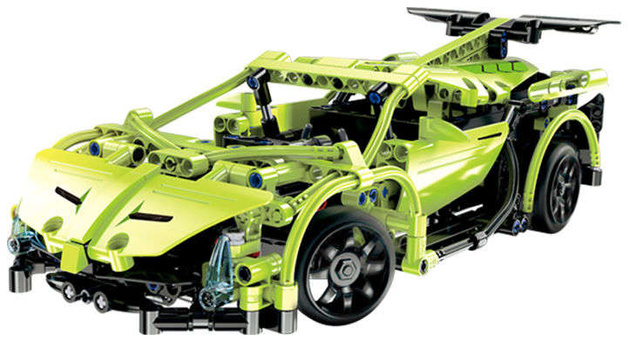 CaDA cihly Dálkově ovládané auto 32 cm zelené Sportscar 453 elements RC