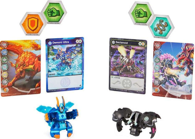 Bakugan Baku-Tin box plechovka + 2 figurky a karty Sectanoid