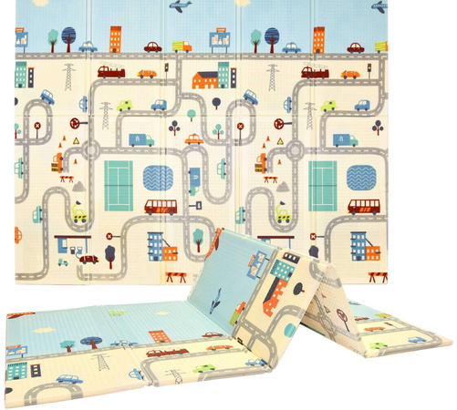 Humbi Oboustranná skládací vzdělávací podložka z XPE pěny 150x180x1cm Londýn, autobus, ulice, Miasto