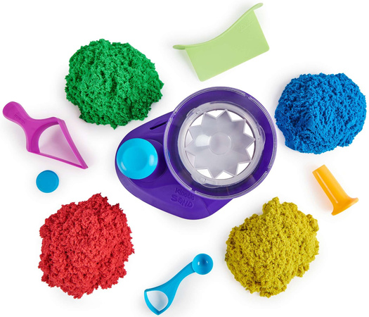 Plastová stavebnice Kinetic Sand Barevný kinetický písek 907g Míchací stroj Swirl n' Surprise + příslušenství