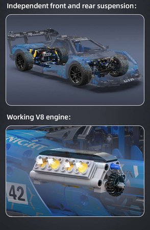 Stavební kostky CaDA modré vozidlo Dark Knight Sports Car GTR 2088 dílků