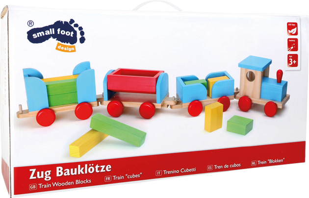 Dřevěný barevný vlak s kostkami