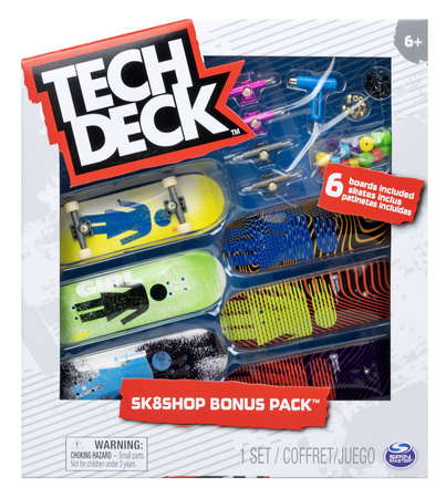 Sk8Shop sada 6 barevných skateboardových fingerboardů sběratelské Bonus Pack Girl + příslušenství Tech Deck