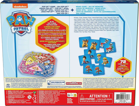 Sada dvou her: Člověče Pop Up a Memo Tlapková patrola