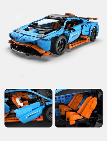 CaDA Modré stavební kostky Speed Cowboy Racing Car 1120 dílků