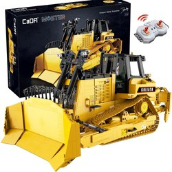 CaDA Stavební kostky Žlutý buldozer Auto na dálkové ovládání Max RC z kostek 2826 kusů