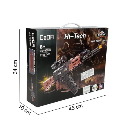 Konstrukční kostky CaDA gun AK-47 Kalašnikov realistická útočná puška 738 dílků 8+