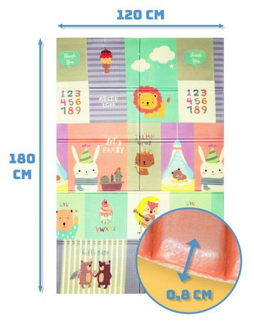 Humbi Oboustranná skládací vzdělávací podložka z XPE pěny 120x180x1cm Zvířata, písmena, čísla Ulice