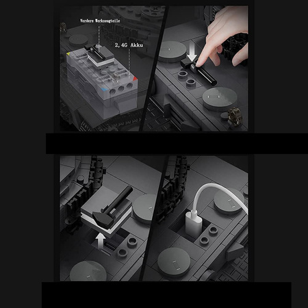 CaDA Construction Blocks Tiger Grey RC Tank na dálkové ovládání 925 dílků