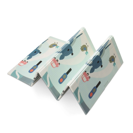 Humbi Tlustá vzdělávací podložka 2W1 z XPE pěny 200x180x1 pastelová silnice stromy jelen kontrastní obrázky