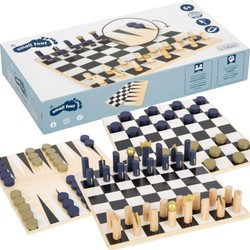 Sada dřevěných deskových her 3v1 Šachy Dáma Triktrak Puzzle hra