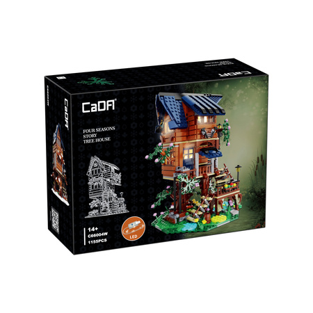 CaDA stavební kostky sada Four Seasons Tree House 1155 kusů LED světlo