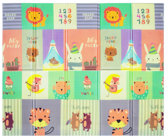 Humbi Oboustranná skládací vzdělávací podložka z XPE pěny 150x180x1cm Zvířata, písmena, čísla Ulice