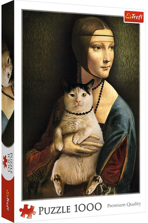 Puzzle Dáma s kočkou, 1000 dílků, Trefl 10663