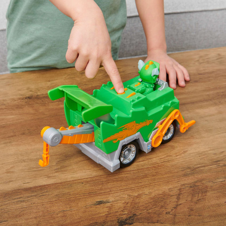 Tlapková patrola 2v1 Rocky Rescue Knights Knight Lůďa Zelené popelářské vozidlo + figurka