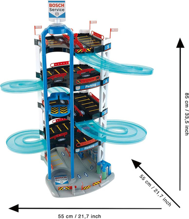 XXL Bosch Service 5úrovňová garáž 85 cm Klein + 2 auta
