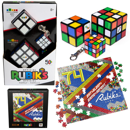 3W1 set Originální klasický hlavolam Rubikova kostka Mini kostka na klíče Rubik's (2 kostky + kroužek na klíče)