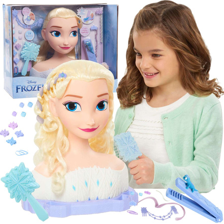 Luxusní princezna Disney Velká hlava pro styling a česání panenky Elsa Ledové království +příslušenství 