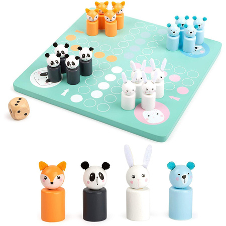 Malá nožní hra Ludo Animals Pastelová dřevěná hra Chinaman's Game