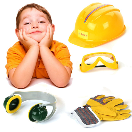 Dřevorubecké nářadí s helmou - sada hraček Klein