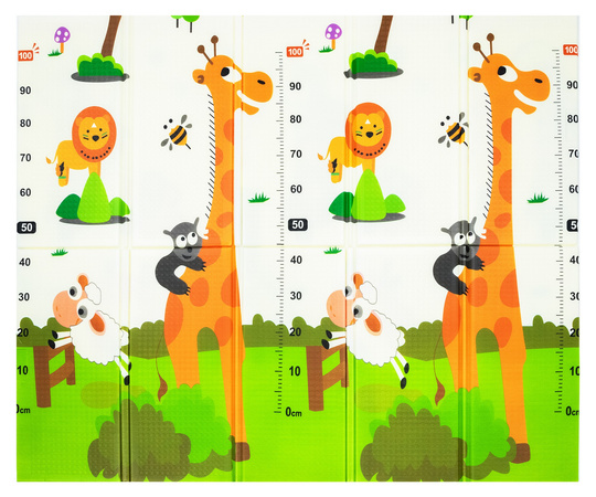 Humbi Oboustranná skládací výuková podložka z pěnového XPE 150x180x1cm Žirafy, Miarka, Medvídci, Lišky, Sárinky