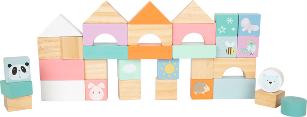 Small Foot 11766 Pastelové dřevěné chodítko s kostkami