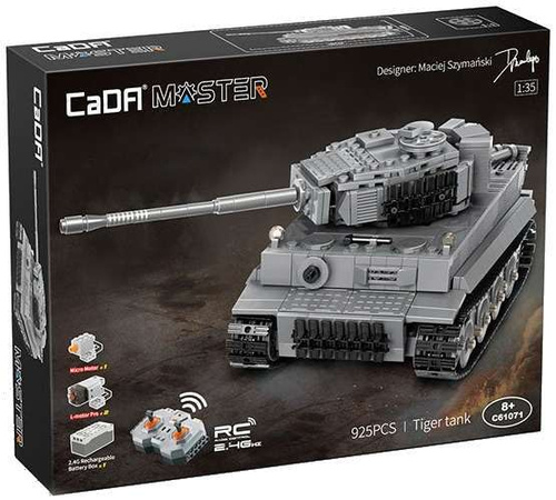 CaDA Construction Blocks Tiger Grey RC Tank na dálkové ovládání 925 dílků