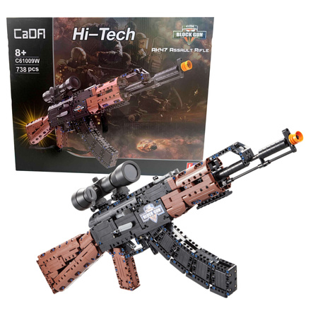Konstrukční kostky CaDA gun AK-47 Kalašnikov realistická útočná puška 738 dílků 8+