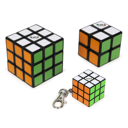 3W1 set Originální klasický hlavolam Rubikova kostka Mini kostka na klíče Rubik's (2 kostky + kroužek na klíče)