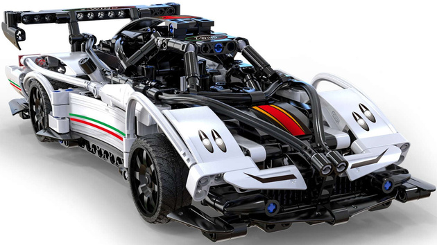 CaDA Construction Blocks Dálkově ovládané vozidlo Z-Wind White RC Racing Car 457 kusů Dual Mode