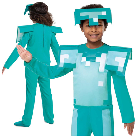 Kostým Minecraft, karnevalový kostým diamantové brnění 127-136 cm (7-8 let)
