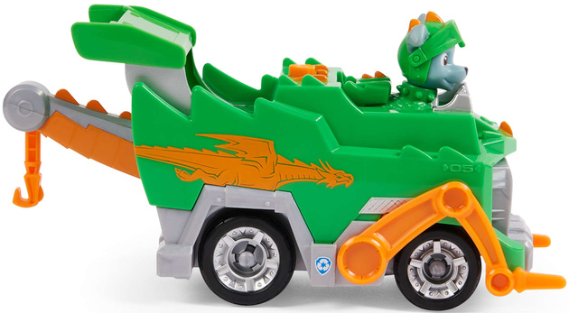 Tlapková patrola 2v1 Rocky Rescue Knights Knight Lůďa Zelené popelářské vozidlo + figurka