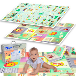 Humbi Oboustranná skládací vzdělávací podložka z XPE pěny 120x180x1cm Zvířata, písmena, čísla Ulice