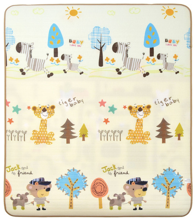 Humbi oboustranná výuková pěnová podložka Ulice Zvířata 180 x 200 x 0,5 cm pastelová velká