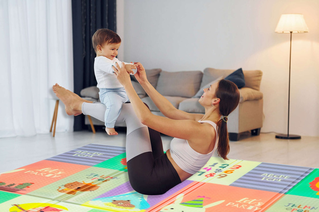 Humbi Oboustranná skládací vzdělávací podložka z XPE pěny 150x180x1cm Zvířata, písmena, čísla Ulice