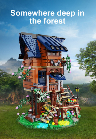 CaDA stavební kostky sada Four Seasons Tree House 1155 kusů LED světlo