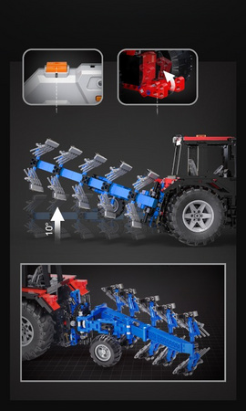 CaDA Stavební kostky Dálkově ovládaný červený traktor Zemědělský stroj RC traktor 1675 kusů