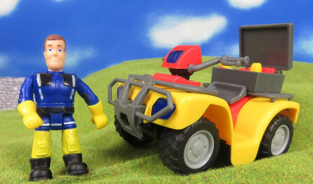 Sada Požárník Sam Žlutý Merkur Čtyřkolka Merkur s figurkou Sama a příslušenstvím hasiče 3+ Simba