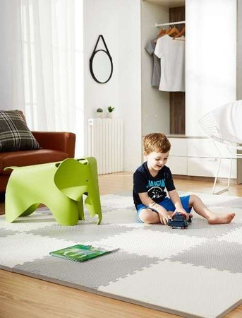 Humbi Velká vzdělávací podložka z tlusté pěny 180 x 180 x 1 cm XXL 9 dílků 62 x 62 x 1 cm Barva bílá a šedá bílá a šedá