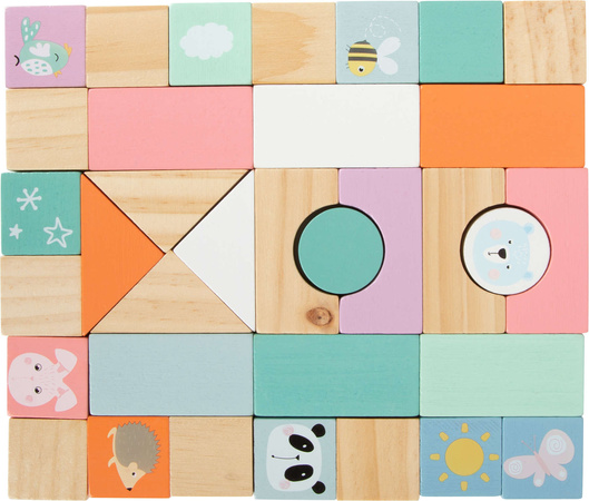 Small Foot 11766 Pastelové dřevěné chodítko s kostkami