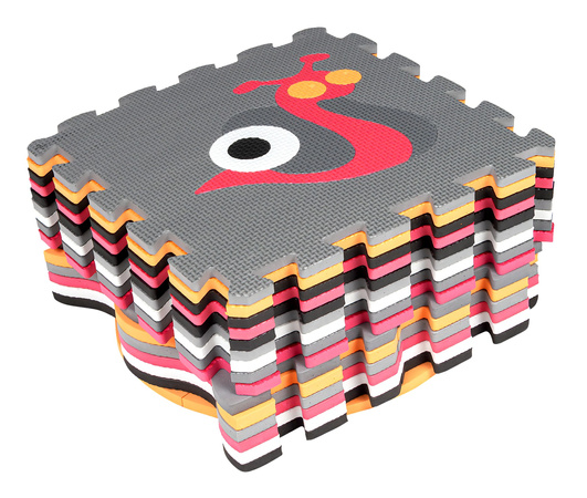 Humbi Vzdělávací podložka 120 x 120 cm Hrací deka Silné pěnové puzzle 30 x 30 cm Zvířata Barva bílá šedá černá růžová oranžová barevná