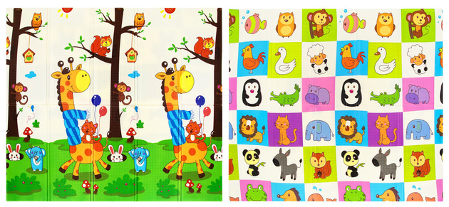 Humbi Oboustranná skládací vzdělávací podložka z pěny XPE 200x180x1