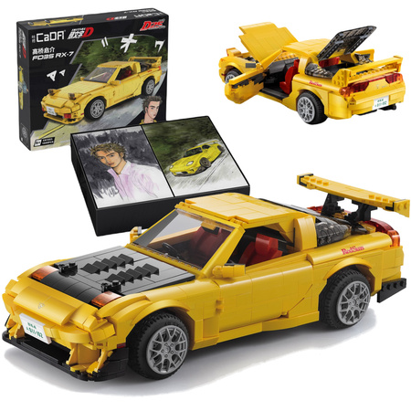 CaDA Stavebnice Auto 35 cm městské auto žluté Mazda RX-7 manga Initial D 1655 prvků