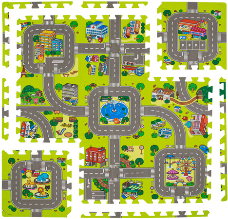 Humbi Puzzle piankowe Mata piankowa Miasto Uliczki 31,5 x 31,5 x 1cm 9 szt.