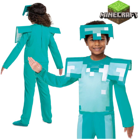 Kostým Minecraft, karnevalový kostým diamantové brnění 127-136 cm (7-8 let)
