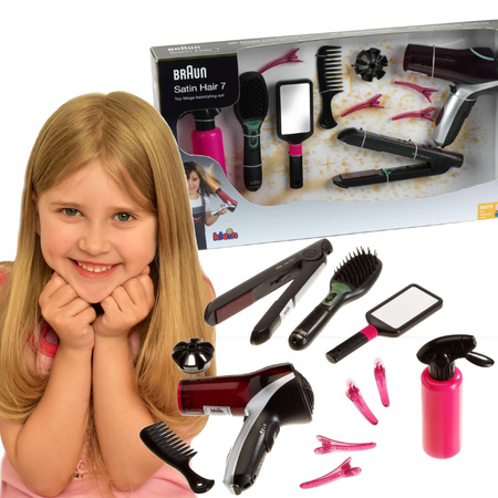 BRAUN kadeřnická sada 7v1 pro děti fén Klein rovnačka + sponky