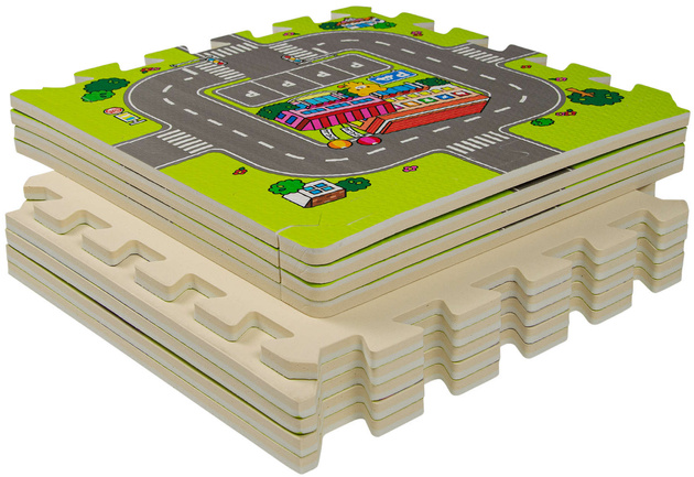 Humbi Puzzle piankowe Mata piankowa Miasto Uliczki 31,5 x 31,5 x 1cm 9 szt.