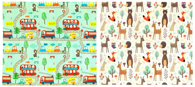 Humbi Oboustranná skládací vzdělávací podložka z pěny XPE 200x180x1 lesní ulice